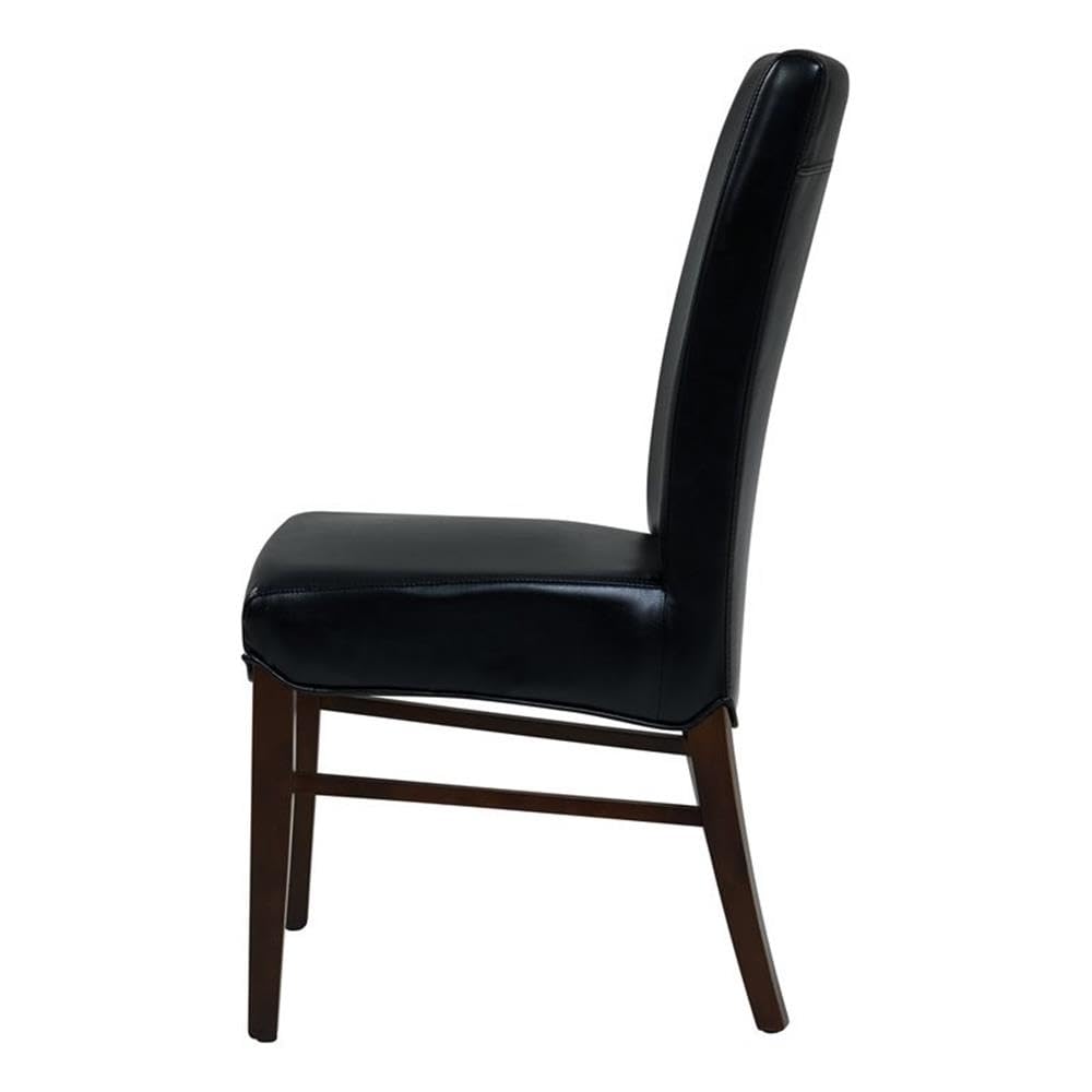Black Bonded Leather Dining Chair Set of 2 C9551