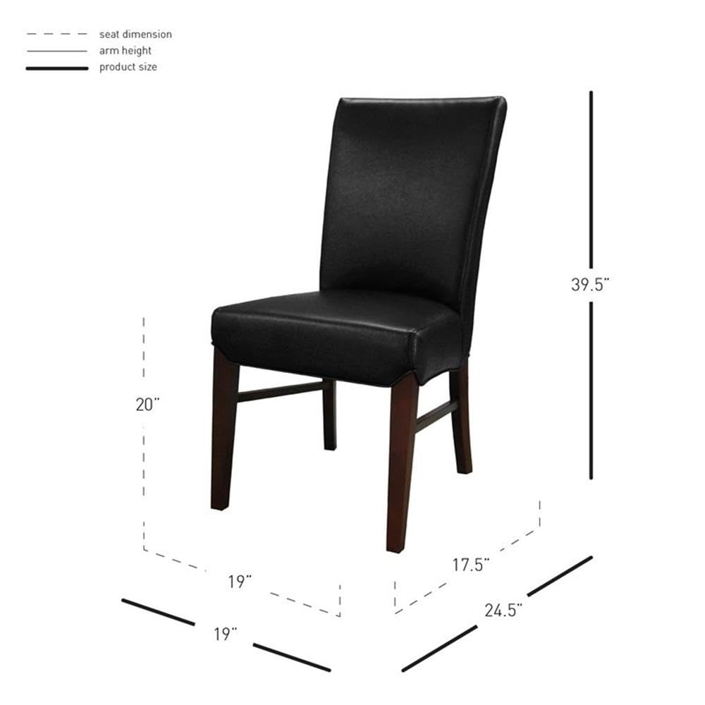 Black Bonded Leather Dining Chair Set of 2 C9551