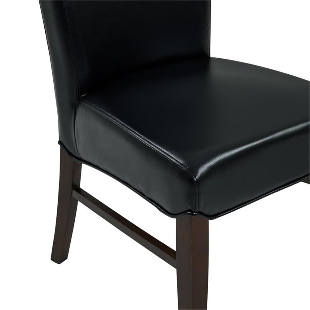 Black Bonded Leather Dining Chair Set of 2 C9551