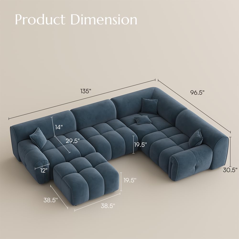 Oversized U-Shaped Sectional Sofa with Ottoman A469