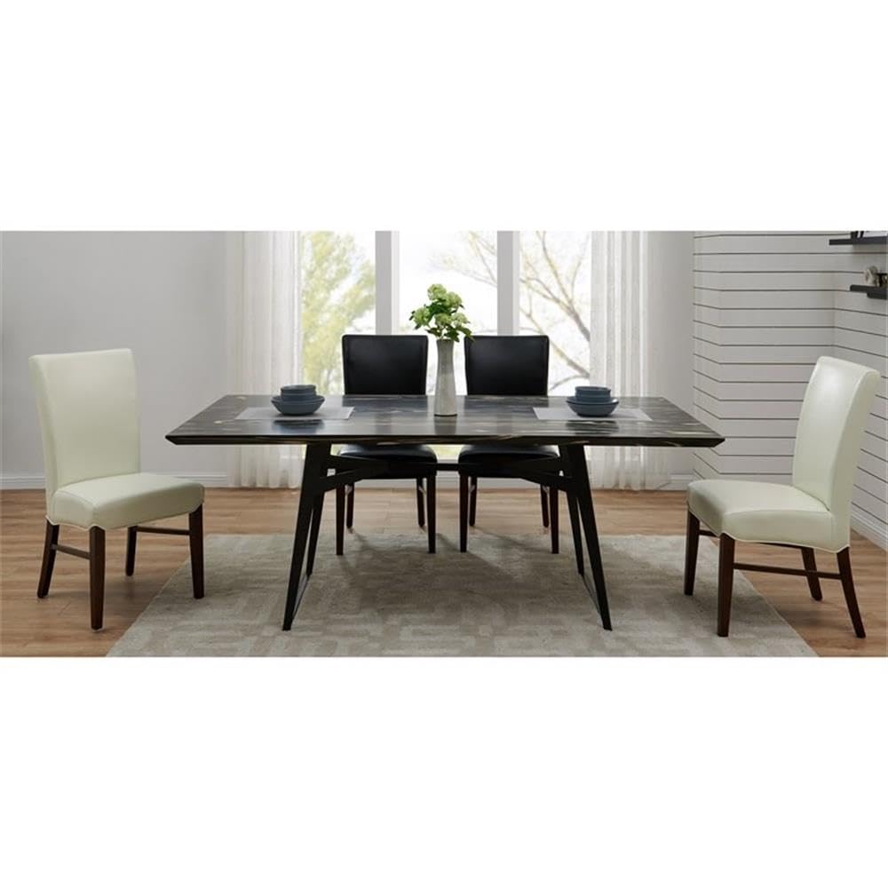 Black Bonded Leather Dining Chair Set of 2 C9551