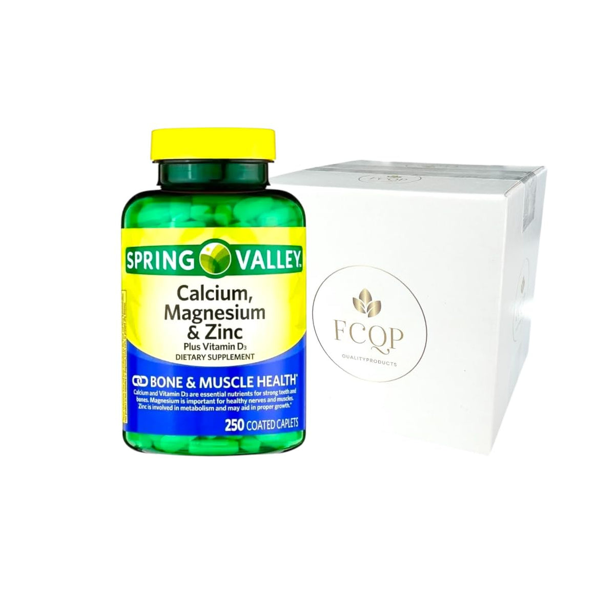 Calcium Magnesium Zinc with Vitamin D3 Supplements, 250 Coated Caplets U42767