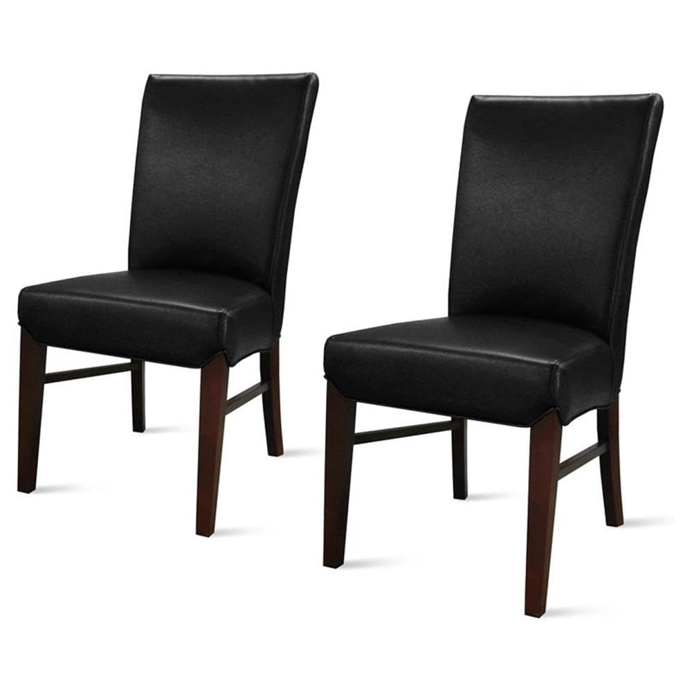 Black Bonded Leather Dining Chair Set of 2 C9551