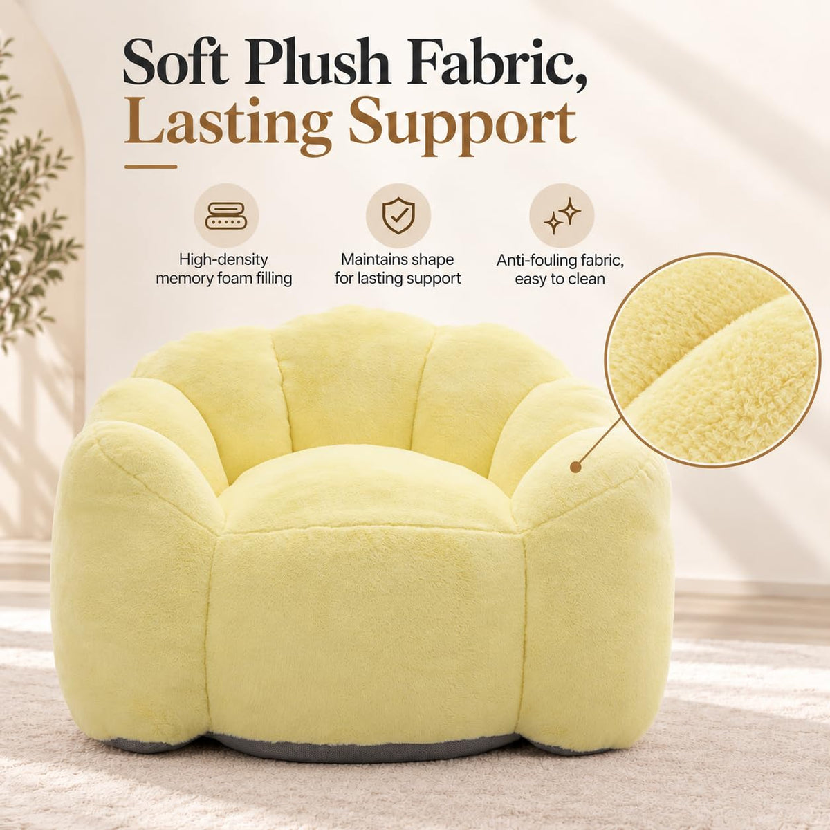 Yellow Memory Foam Bean Bag Chair L89072