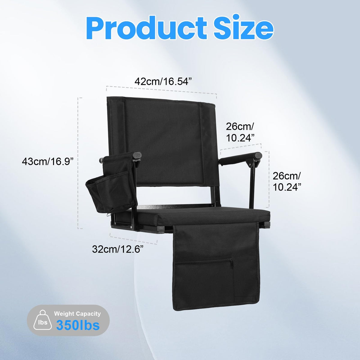 2 Pcs Folding Stadium Seat with Back Support and Cushion J500