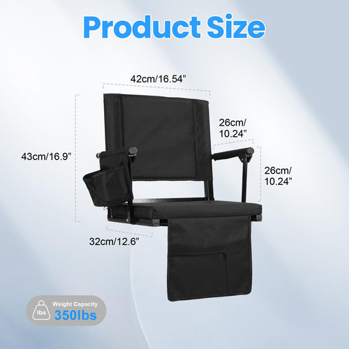 2 Pcs Folding Stadium Seat with Back Support and Cushion J500
