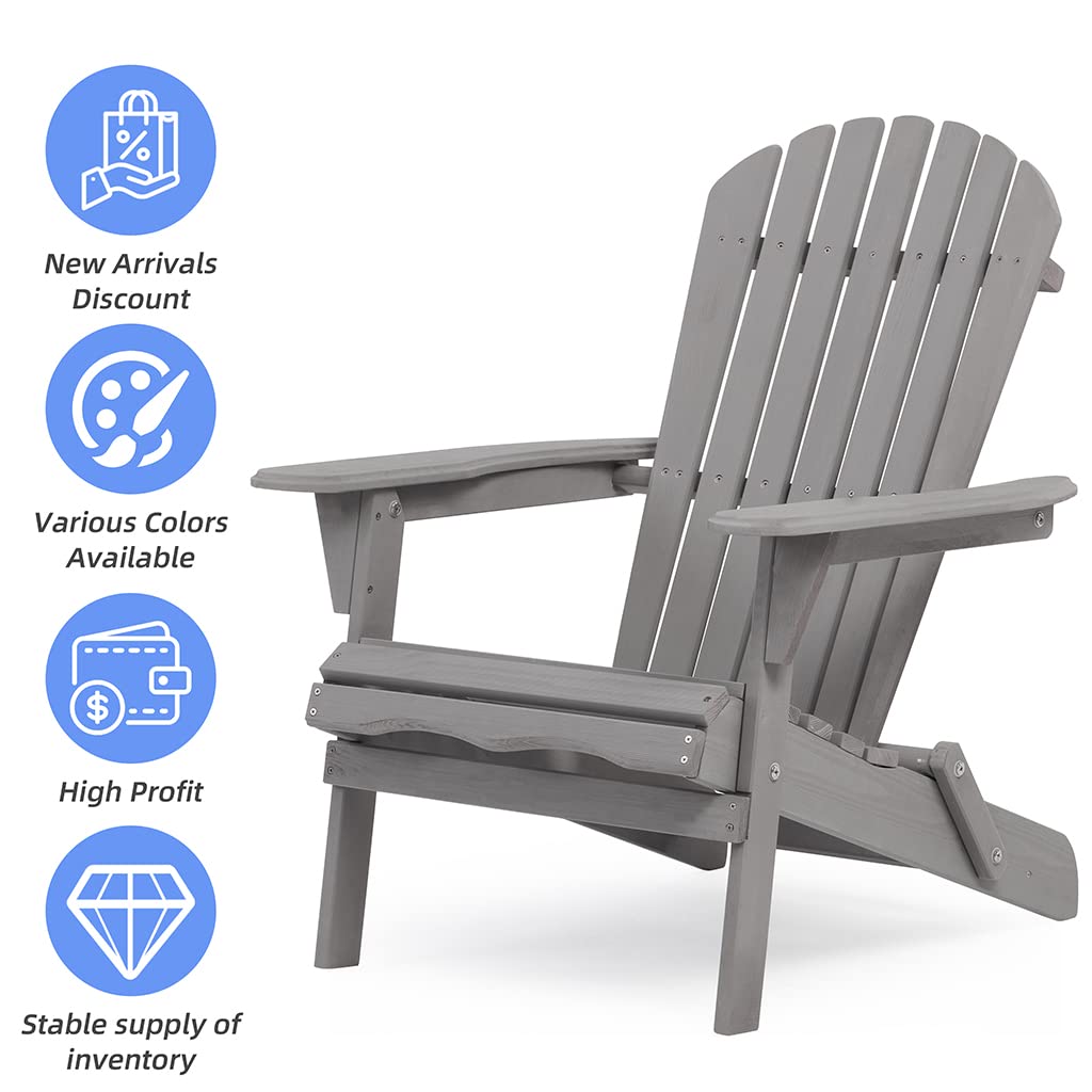 Folding Adirondack Chairs Set of 2 Grey C107