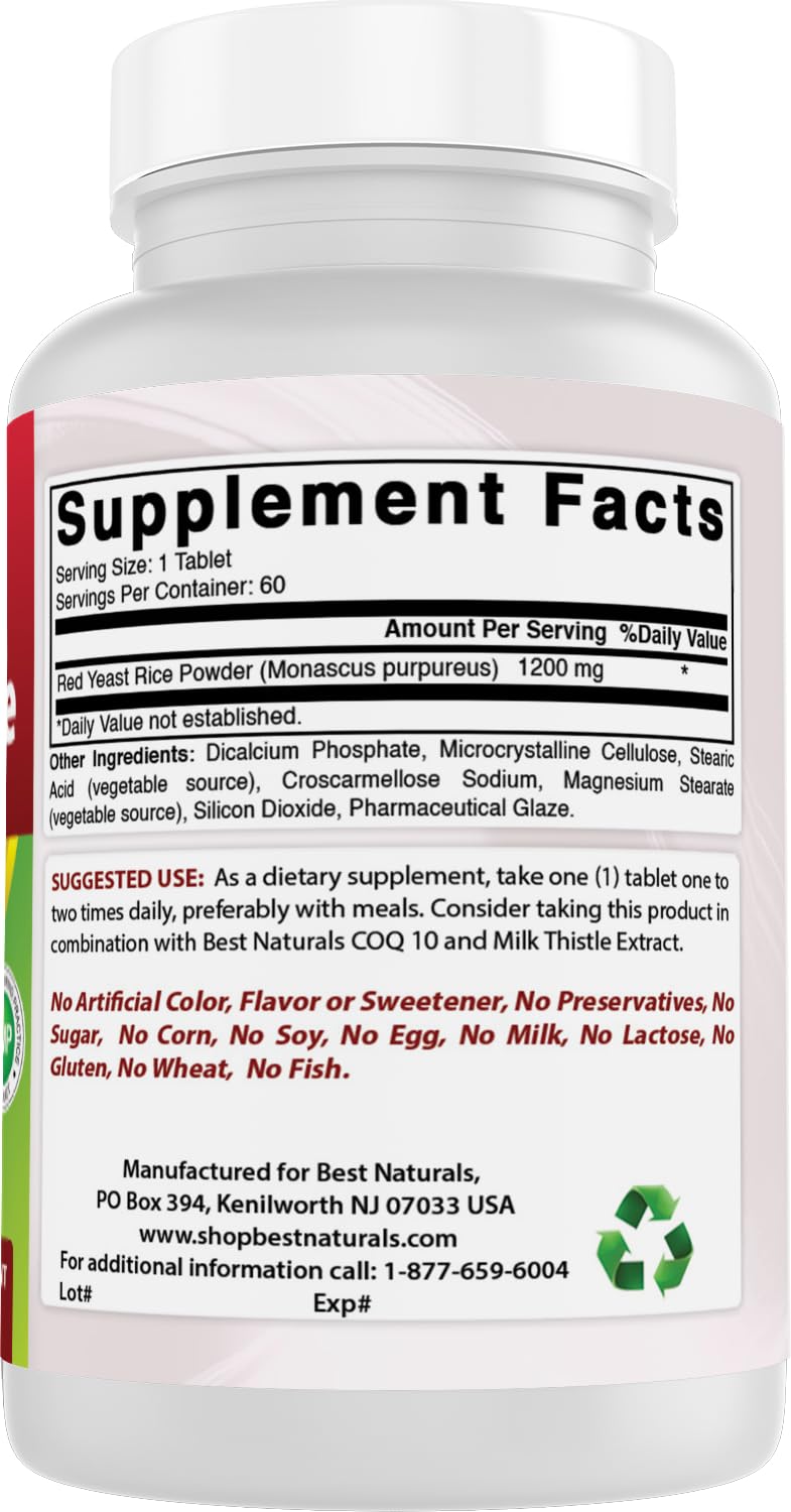 Red Yeast Rice 1200 Mg 60 Tablets T731