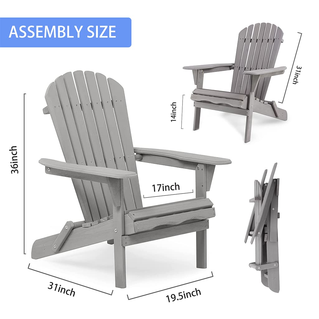 Folding Adirondack Chairs Set of 2 Grey C107