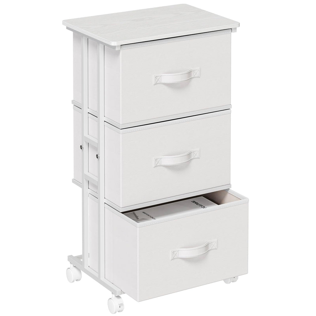 White 3 Drawer Fabric Dresser M741749