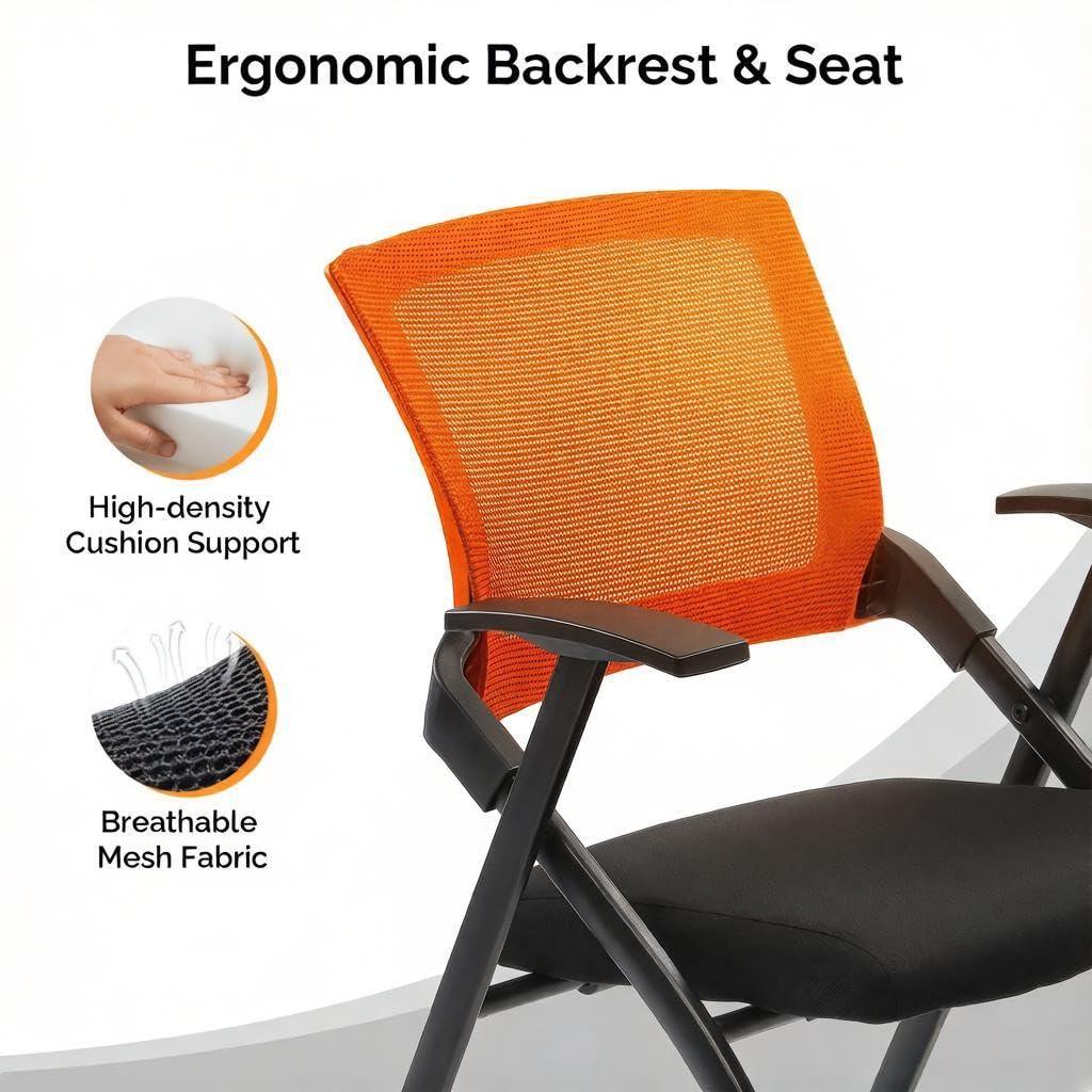 Black Stackable Folding Office Chair with Wheels S774752