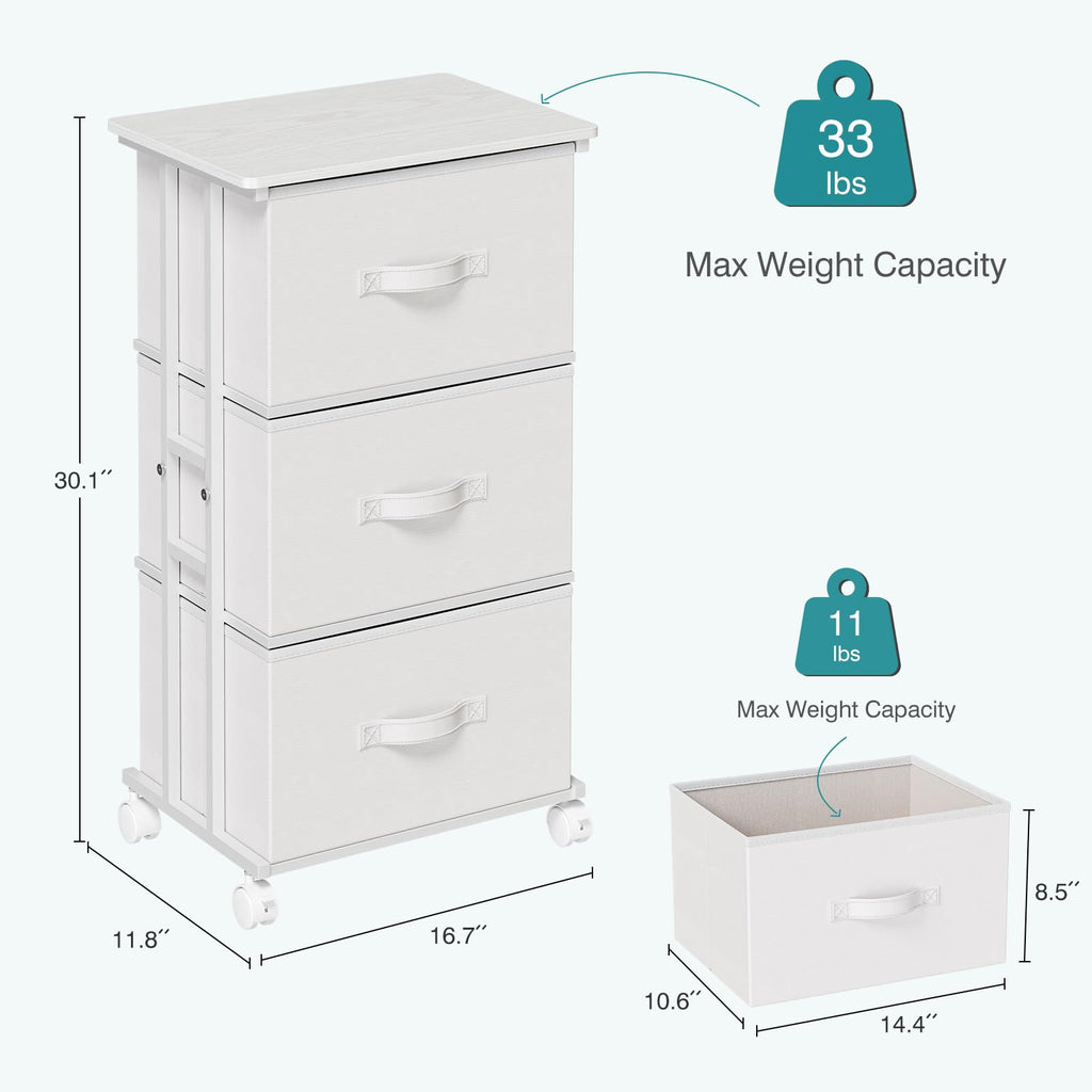 White 3 Drawer Fabric Dresser M741749