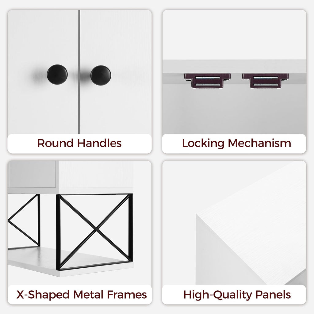 White 2 Door Wall Mounted Bathroom Cabinet with Adjustable Shelf A9814