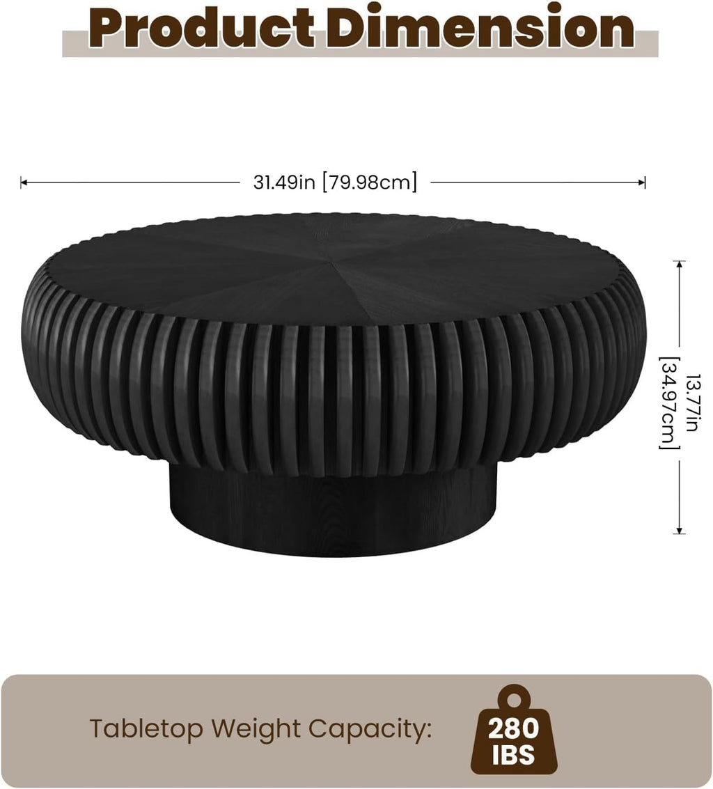 31.5" Black Drum Coffee Table F485501