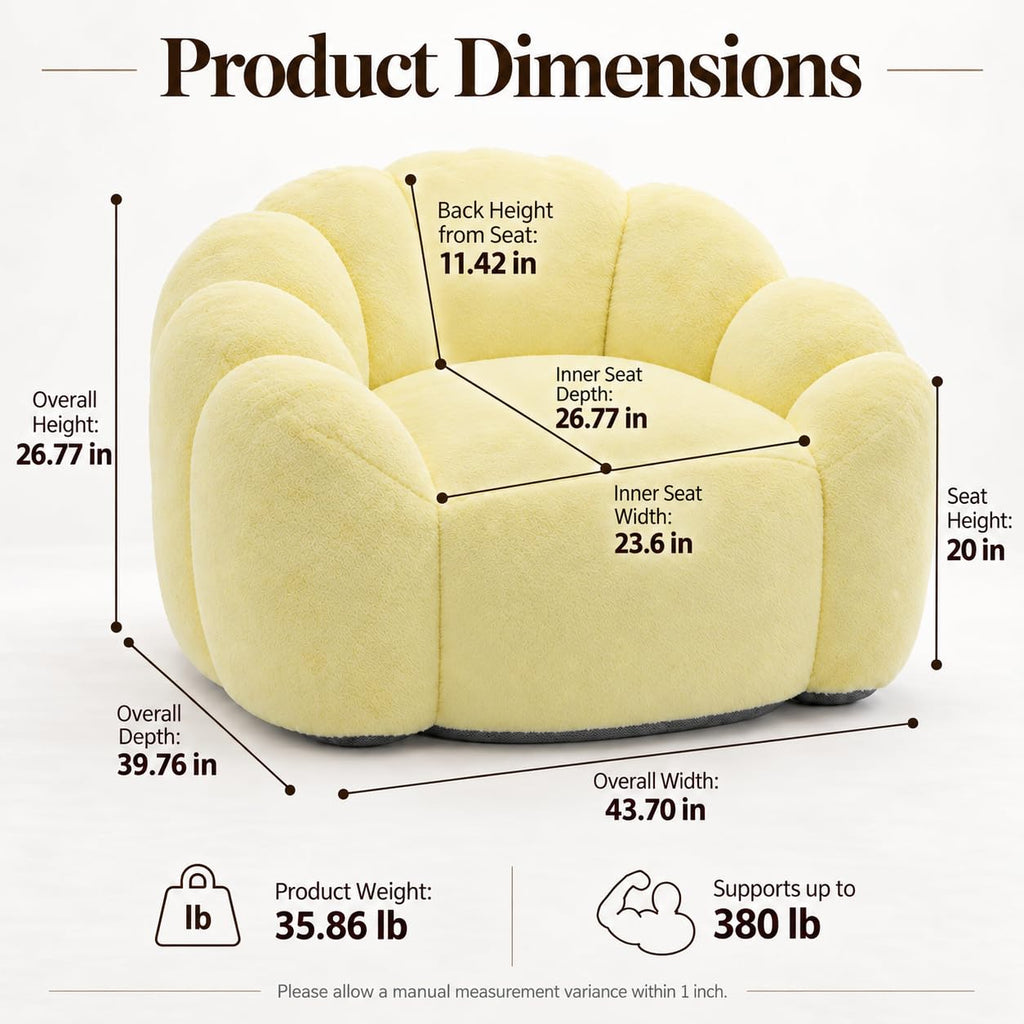 Yellow Memory Foam Bean Bag Chair L89072