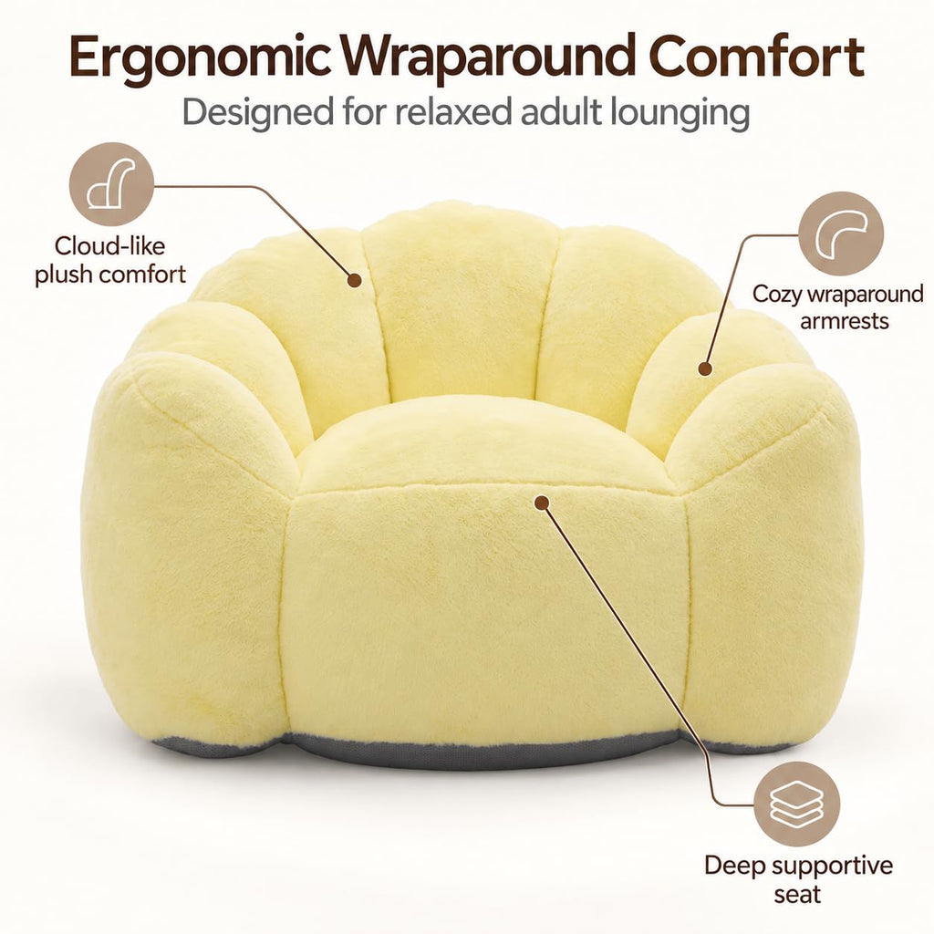 Yellow Memory Foam Bean Bag Chair L89072