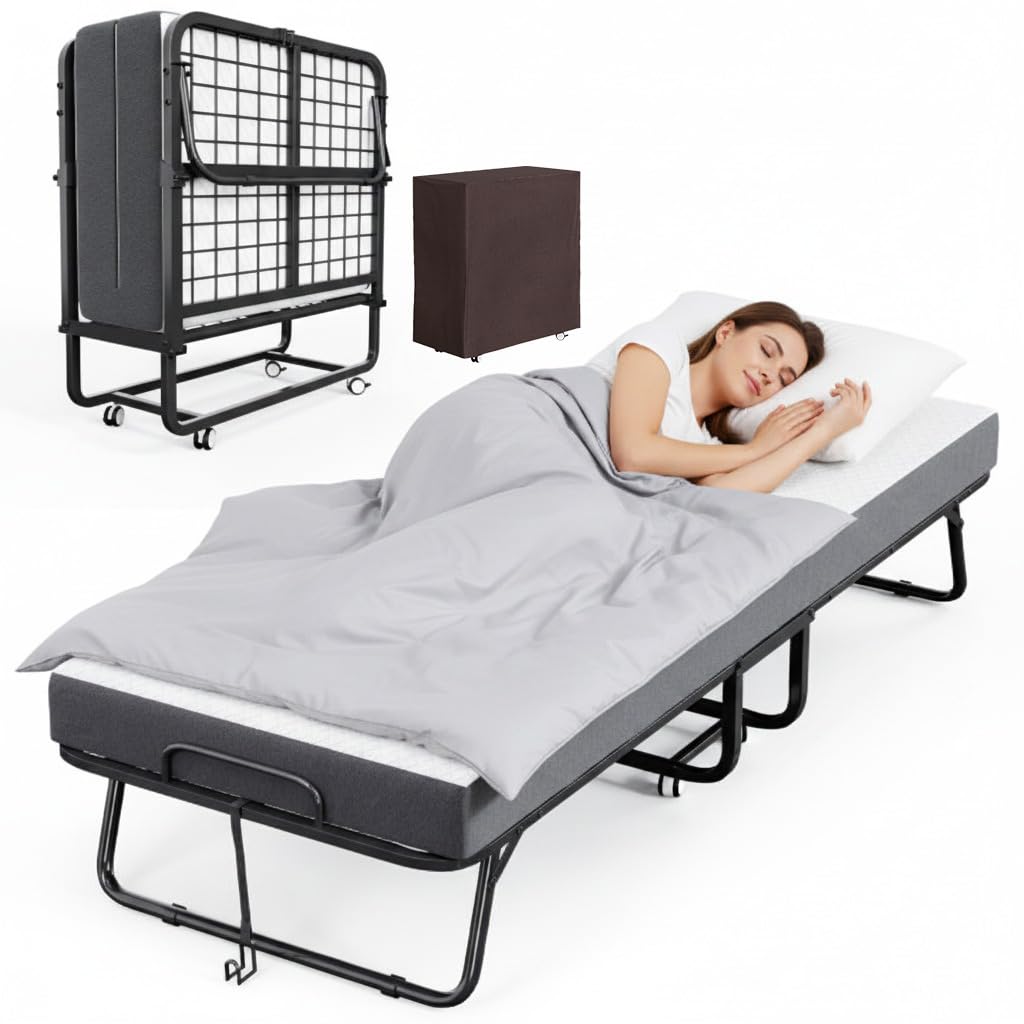 Folding Bed with Mattress 75 x 31 Inch Twin Size M6963