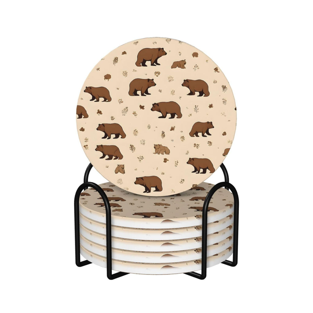 6-Piece Set of Absorbent Ceramic Coasters with Cork Backing U9160