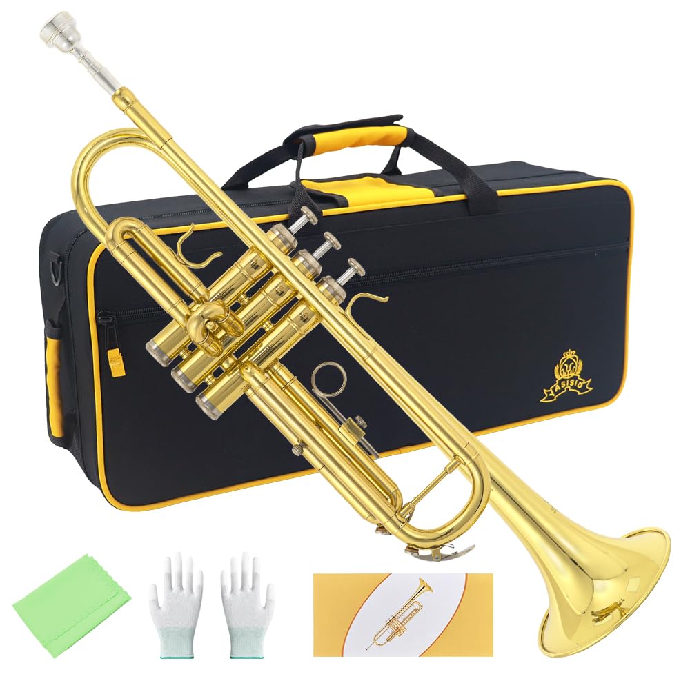 Trumpet Instrument with Case, Mouthpiece, Cloth and Gloves N816