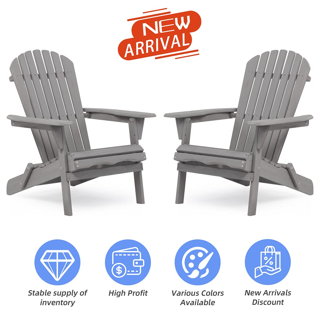 Folding Adirondack Chairs Set of 2 Grey C107