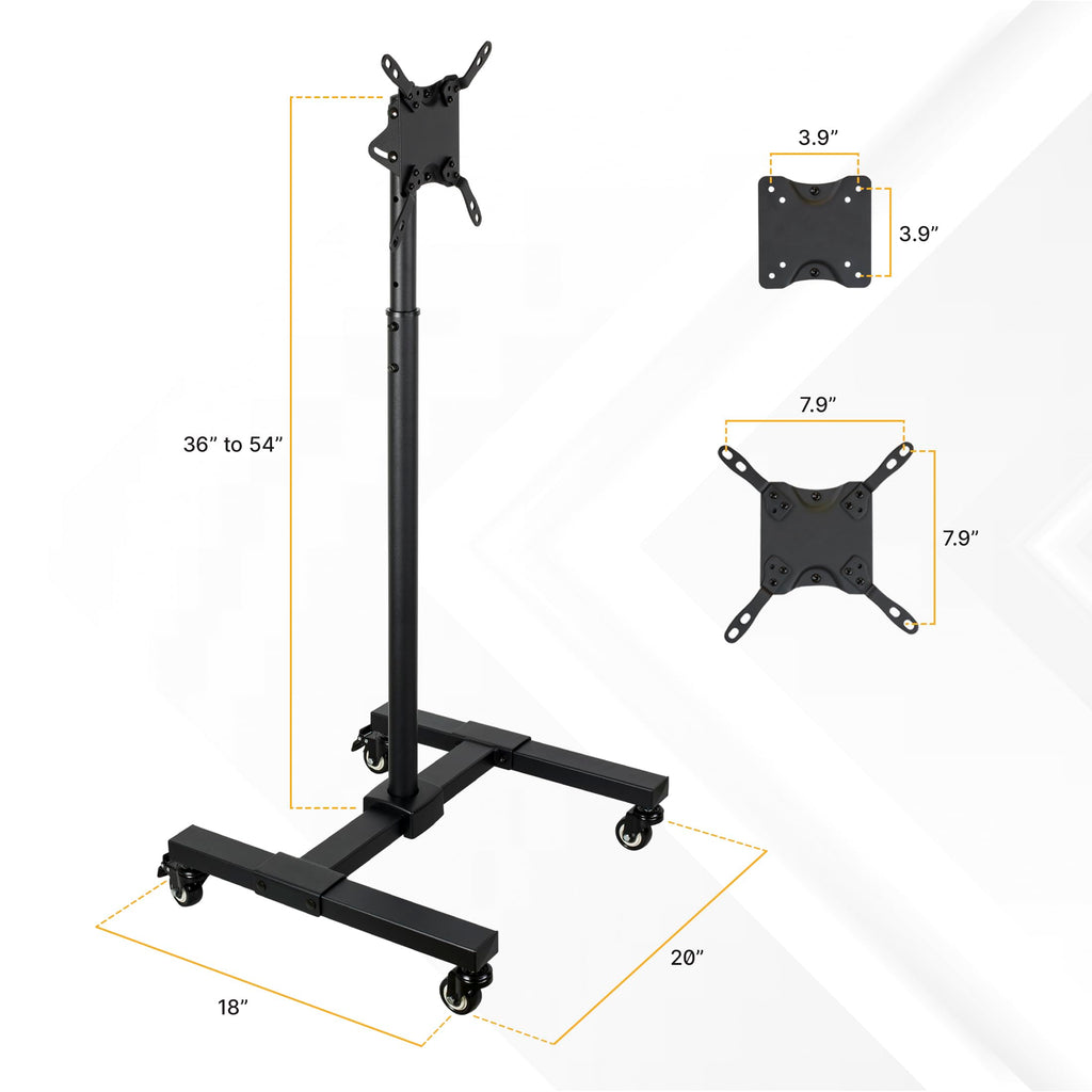 Black Mobile TV Stand with Locking Wheels K9812
