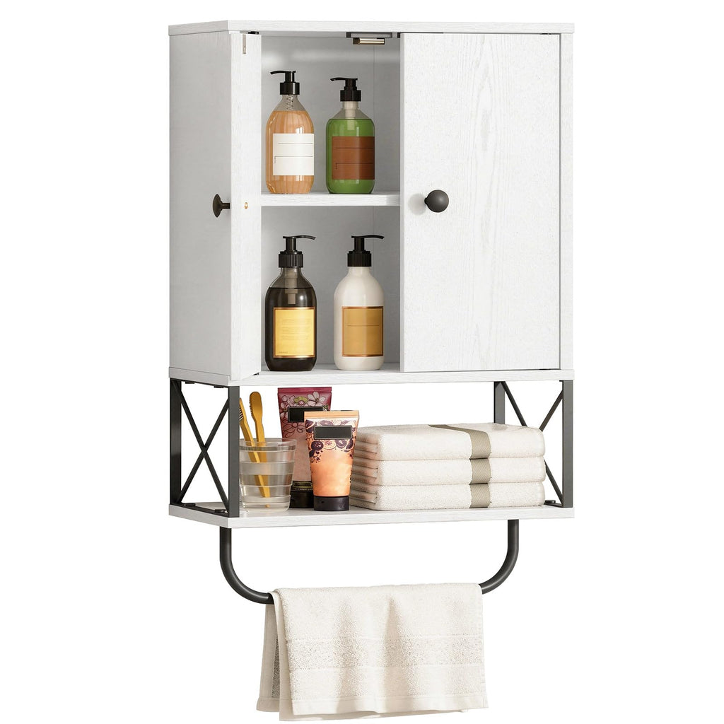 White 2 Door Wall Mounted Bathroom Cabinet with Adjustable Shelf A9814