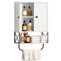 White 2 Door Wall Mounted Bathroom Cabinet with Adjustable Shelf A9814