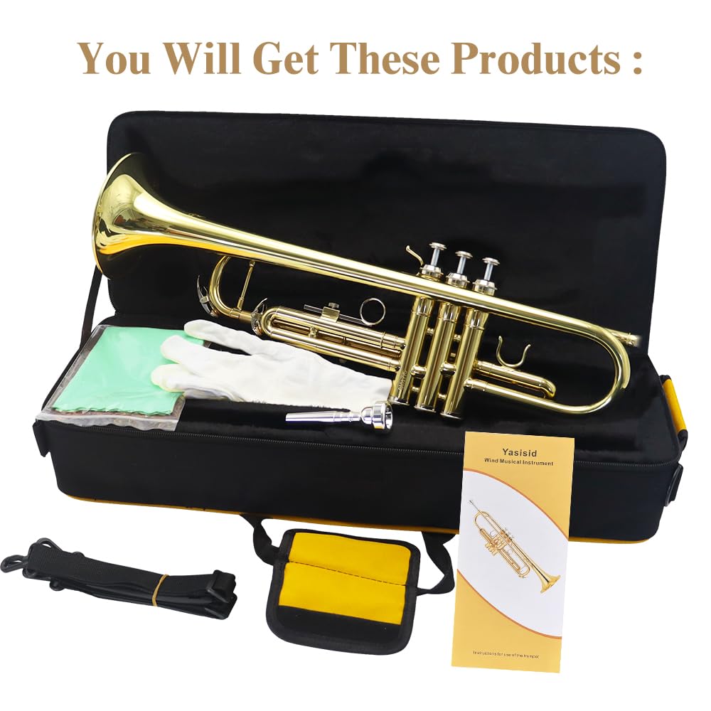 Trumpet Instrument with Case, Mouthpiece, Cloth and Gloves N816