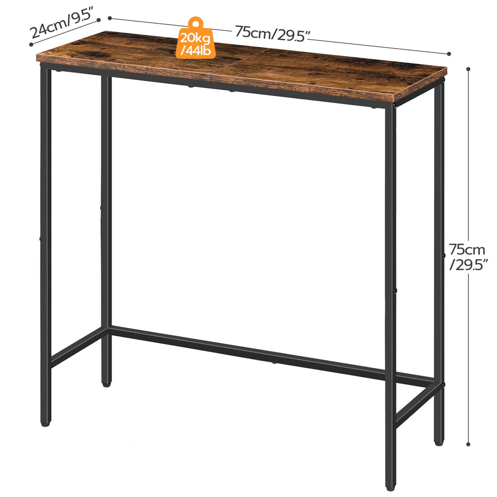 Narrow Console Table, Rustic Brown and Black O5087