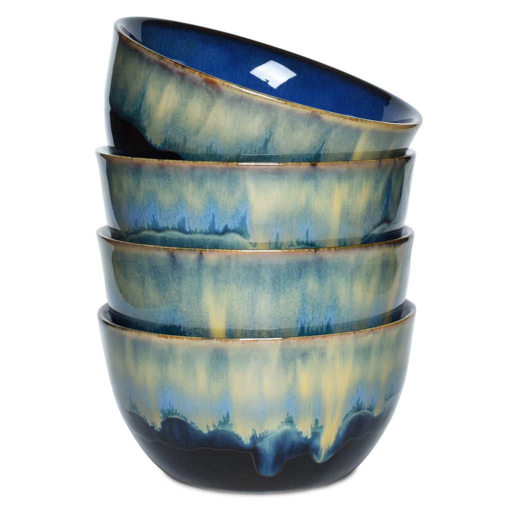 Blue Stoneware Cereal Bowls Set of 4, 26 Oz X1414