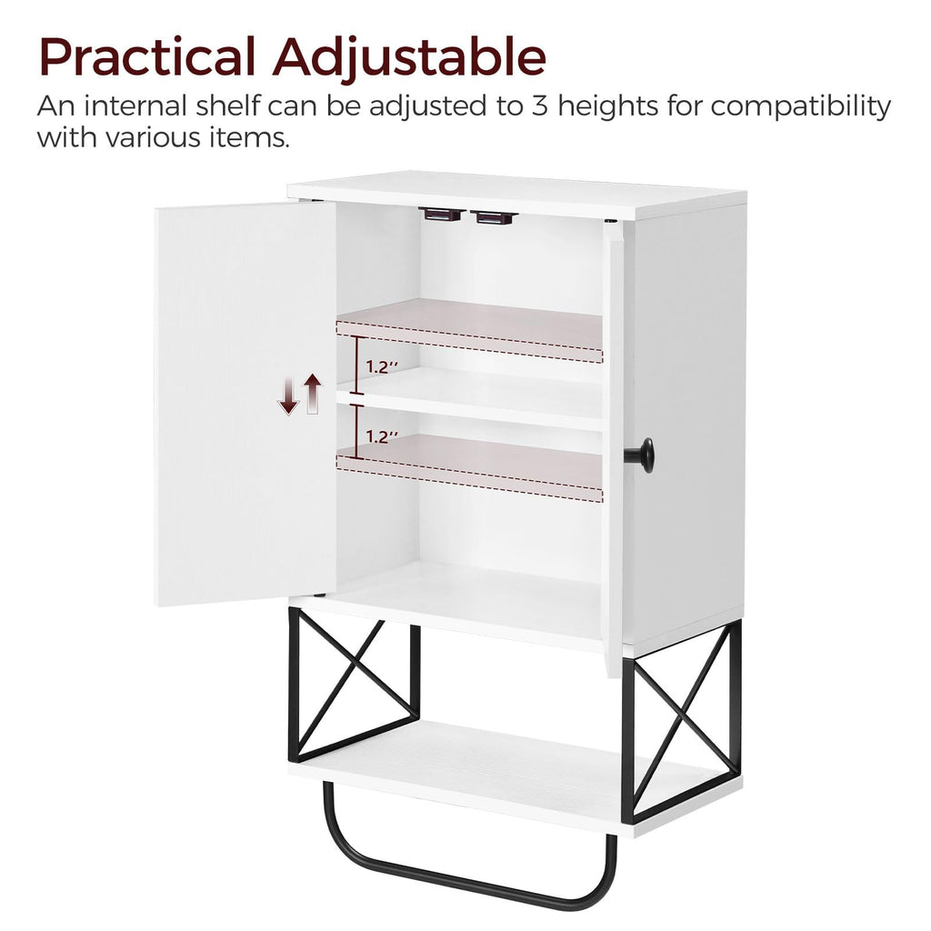 White 2 Door Wall Mounted Bathroom Cabinet with Adjustable Shelf A9814