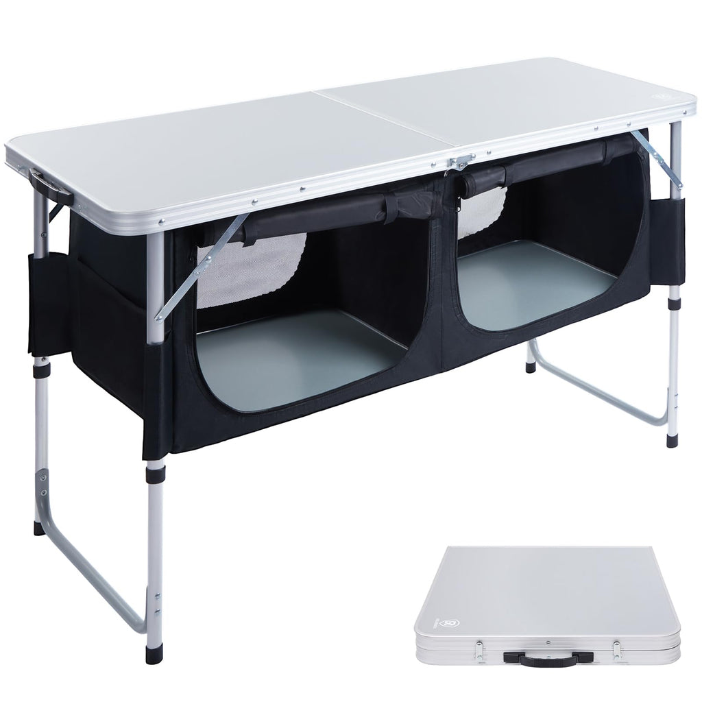 Folding Camping Table with Storage T40162