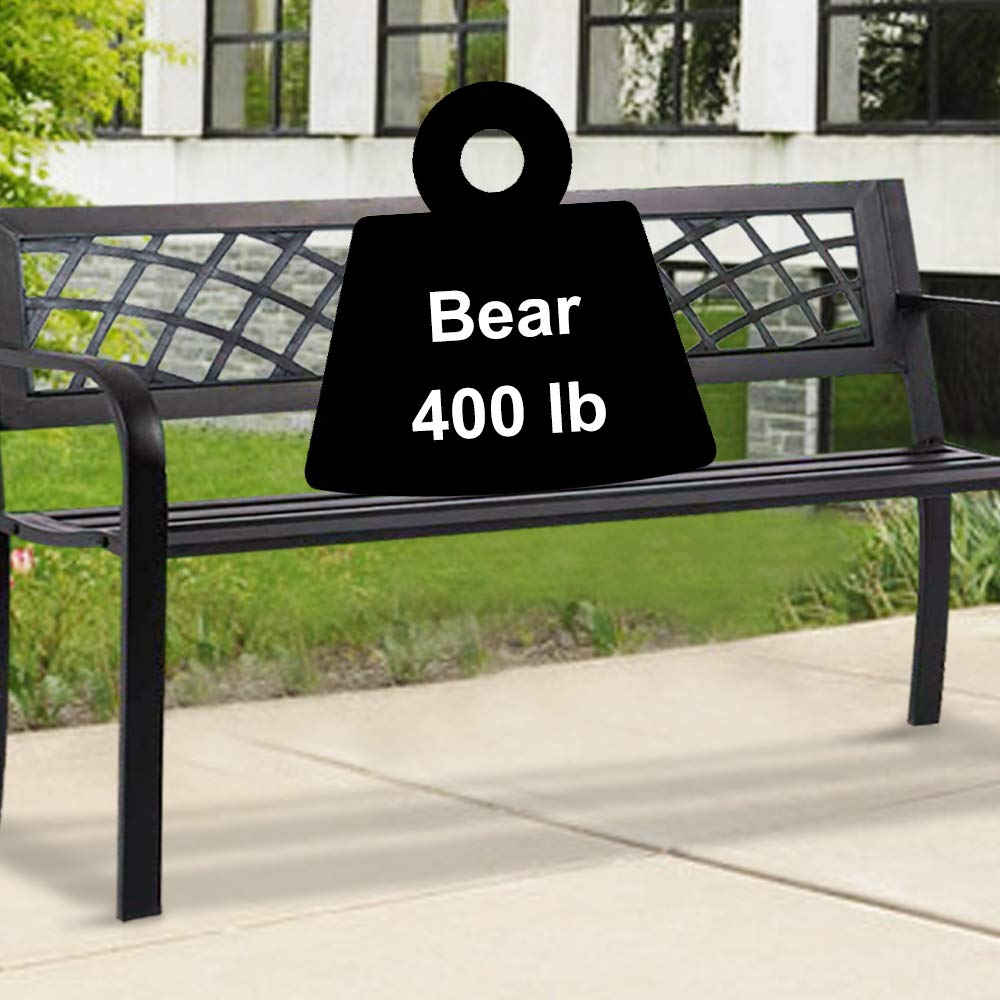 45.5" Black Metal Outdoor Bench 400lbs Capacity A769356