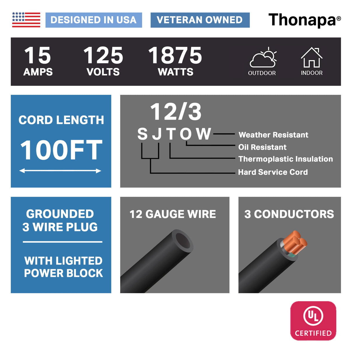 Black Oil Resistant 12 Gauge Extension Cord 100 ft and Yellow 10 Gauge Extension Cord 75 ft S865