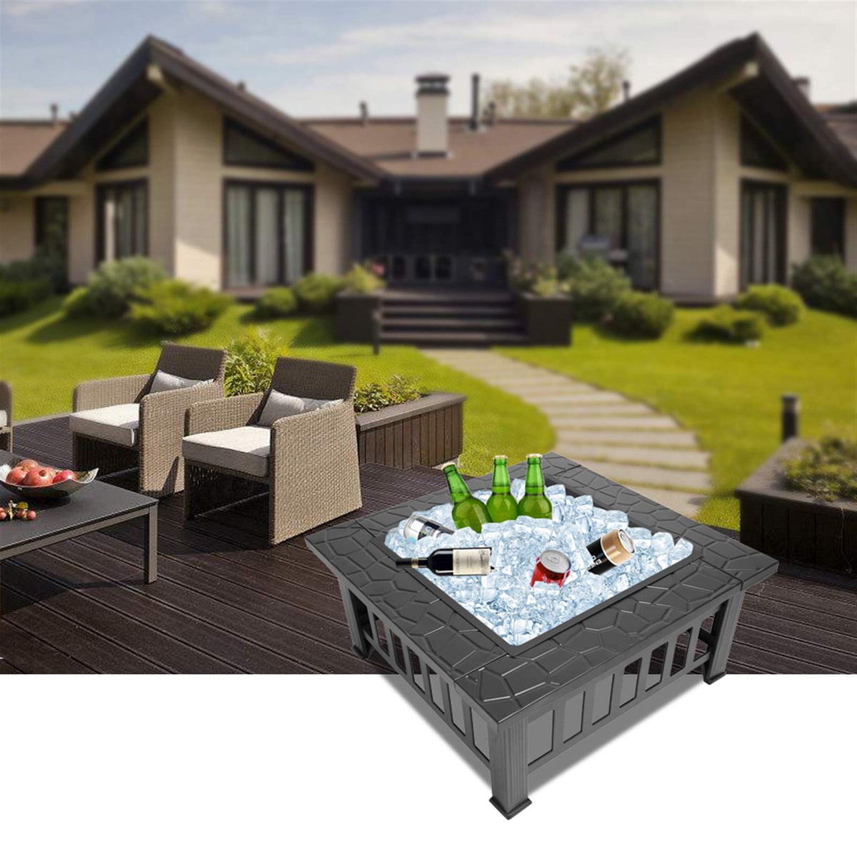 32 Inch Black Metal Wood Burning Fire Pit R2213