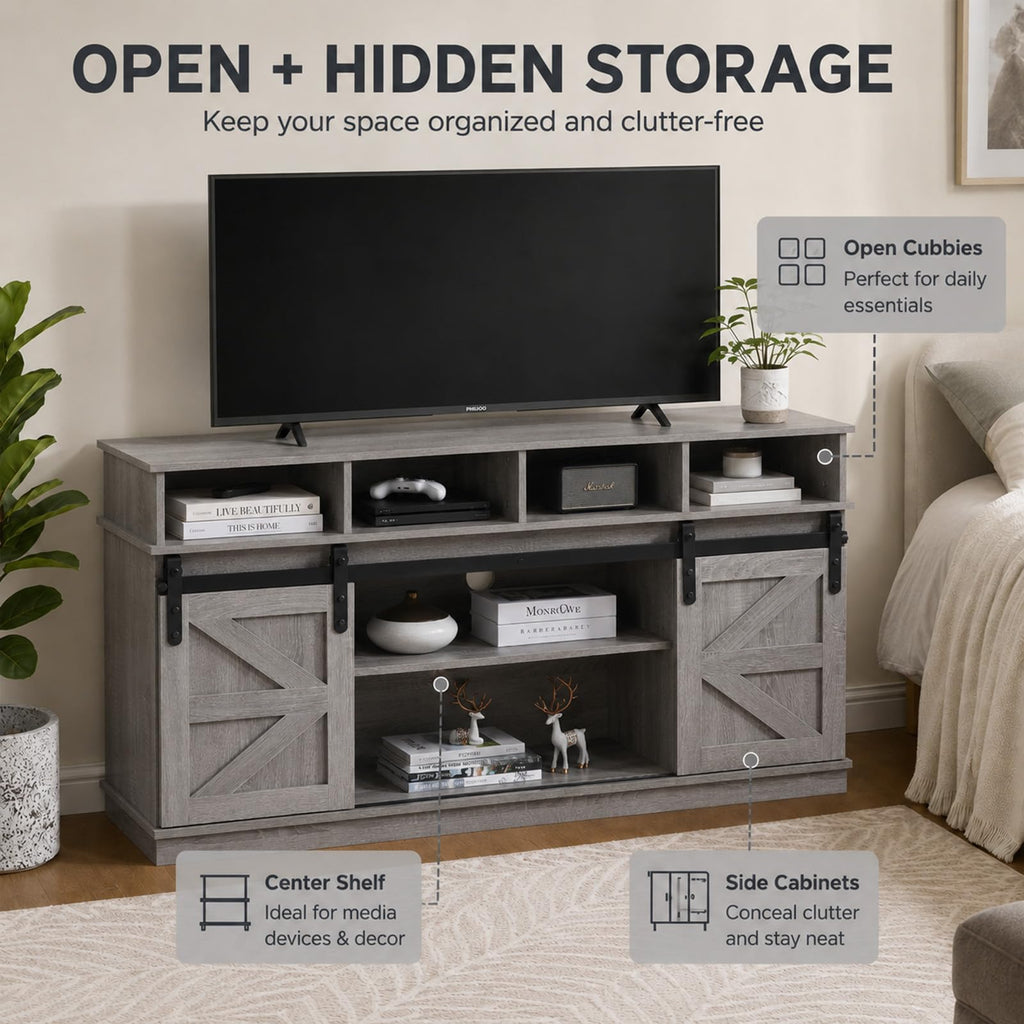 Grey TV Stand with Storage for 65 Inch TV P24258