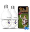 2K Light Bulb Security Camera, 5G/2.4G WiFi, 2 Pack J421