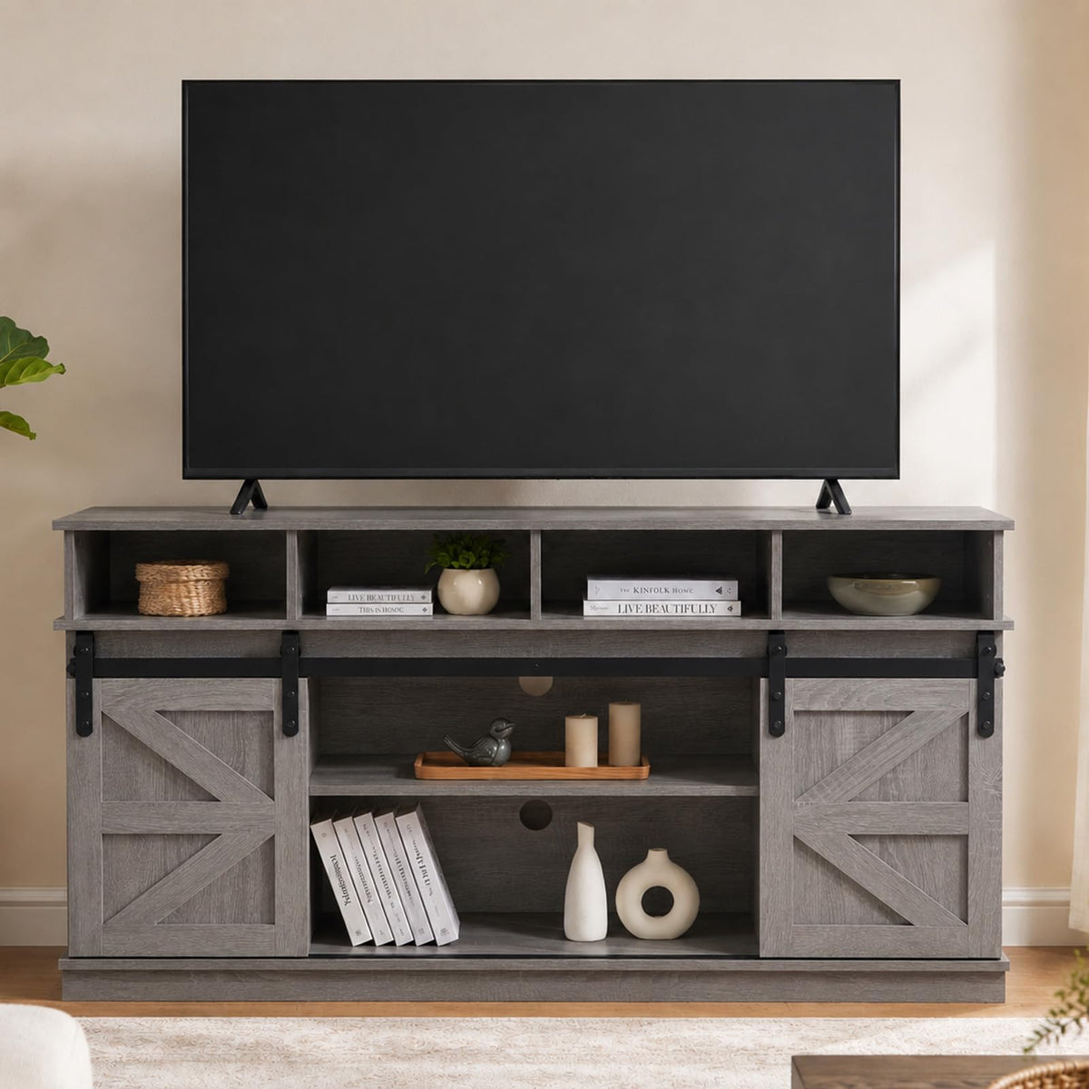 Grey TV Stand with Storage for 65 Inch TV P24258
