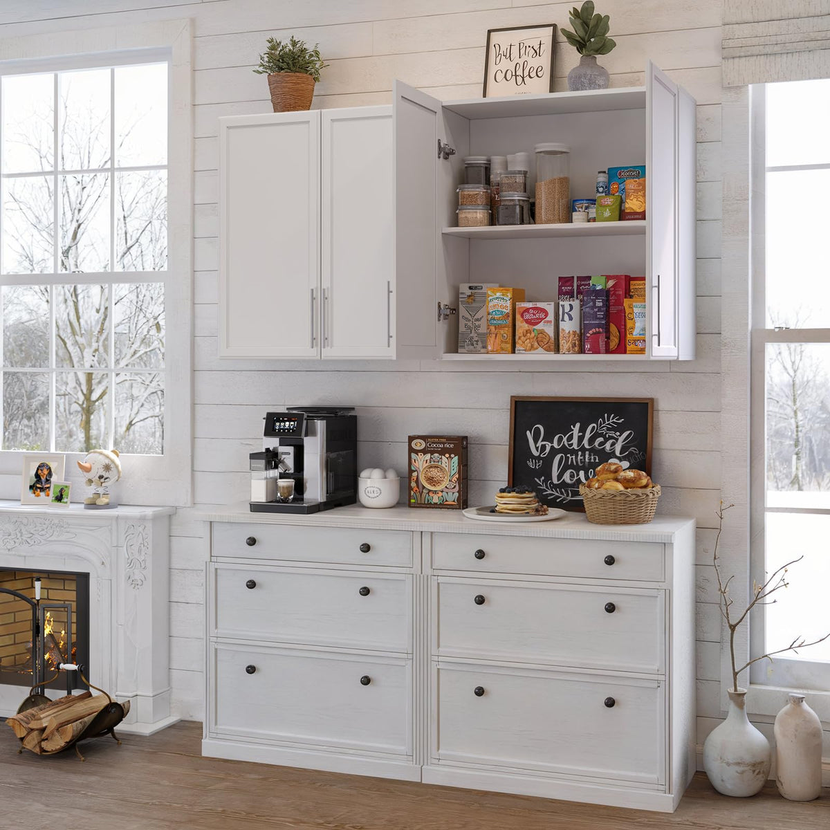 White Wall Cabinet with Adjustable Shelf I8542