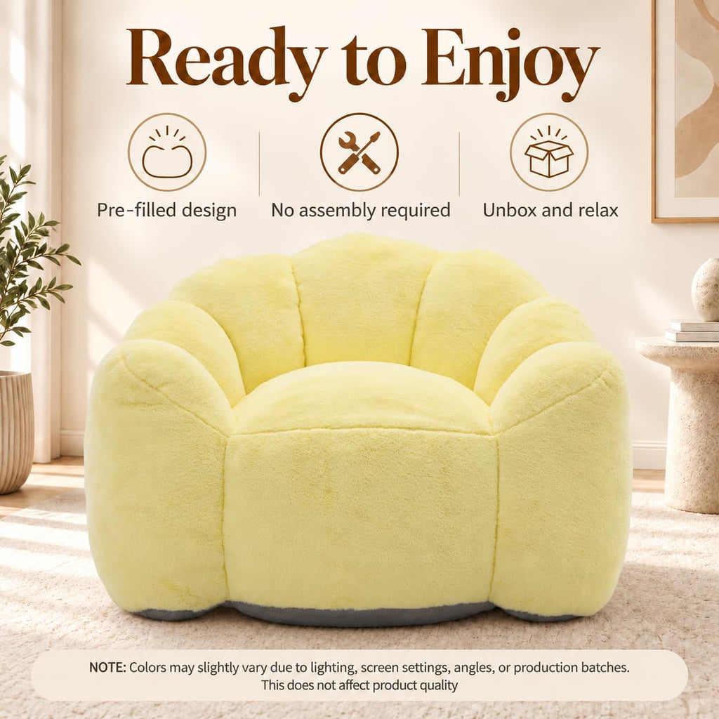 Yellow Memory Foam Bean Bag Chair L89072