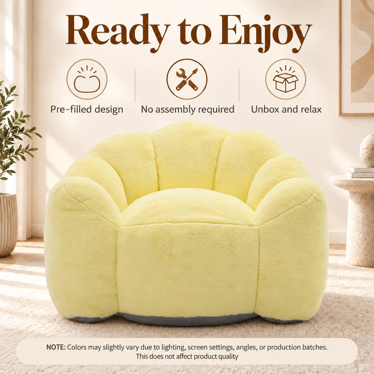 Yellow Memory Foam Bean Bag Chair L89072