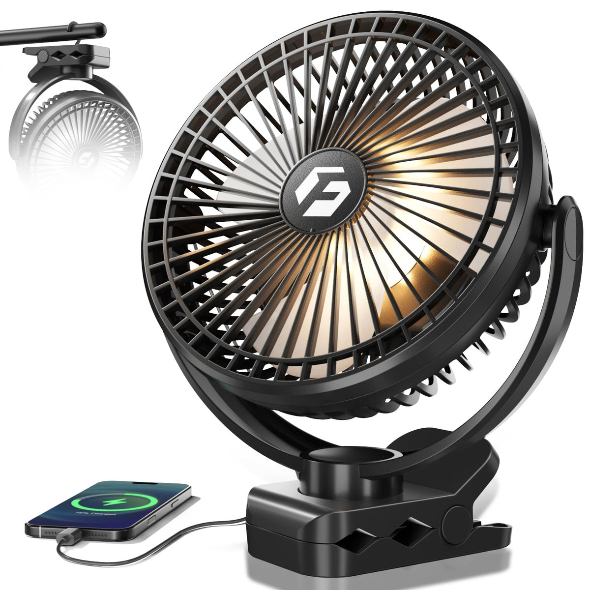 8" Clip On Fan with Lights E962