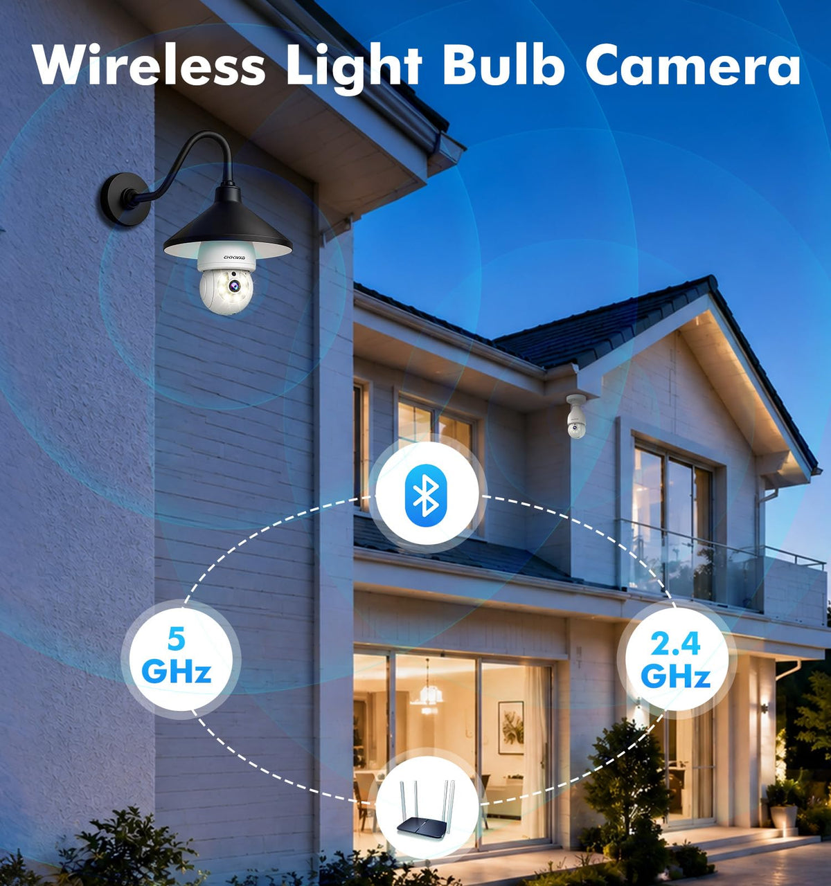 2K Light Bulb Security Camera, 5G/2.4G WiFi, 2 Pack J421