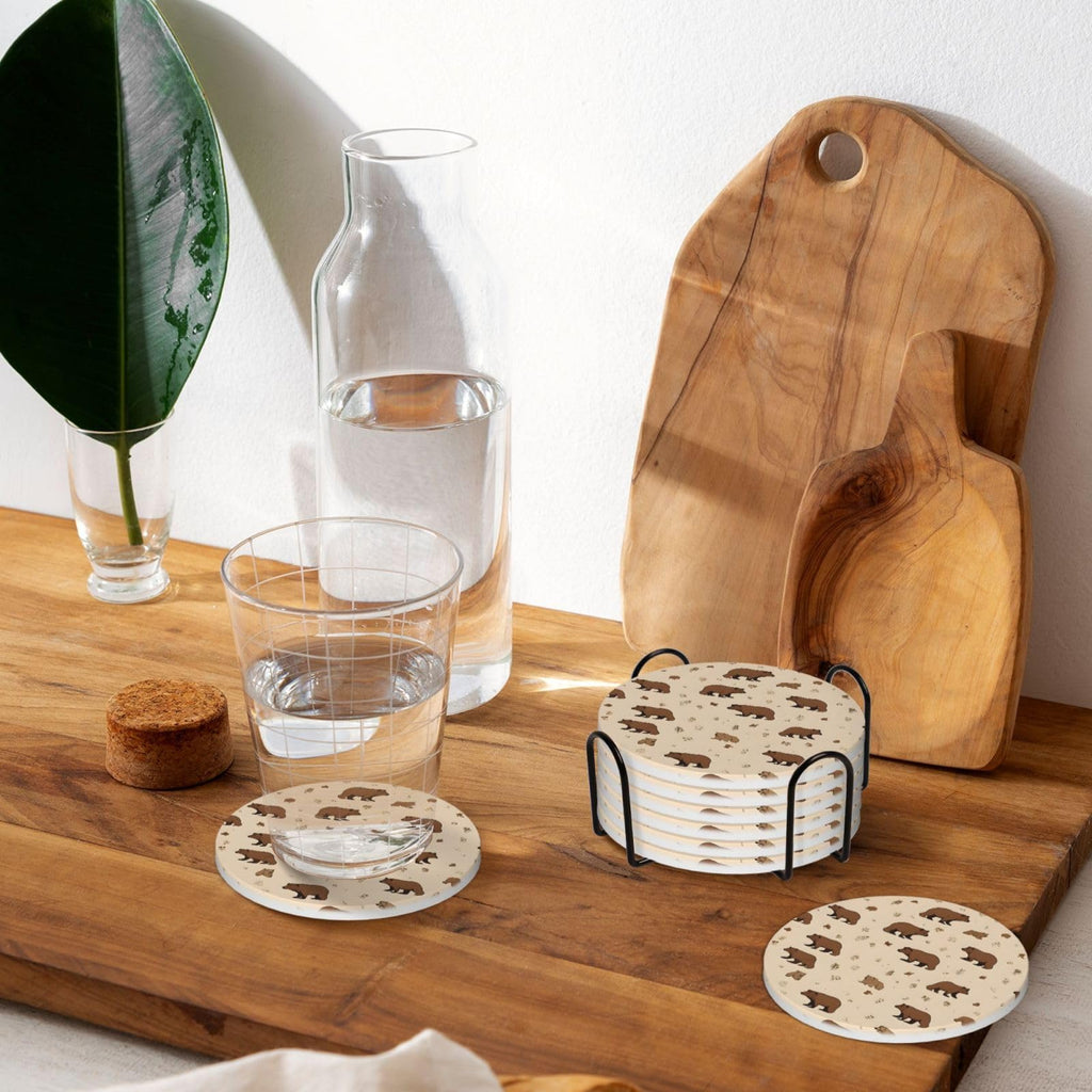 6-Piece Set of Absorbent Ceramic Coasters with Cork Backing U9160