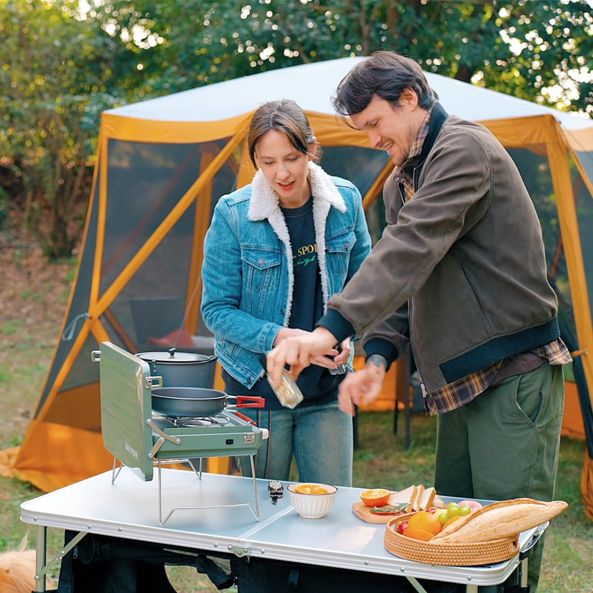 Folding Camping Table with Storage T40162