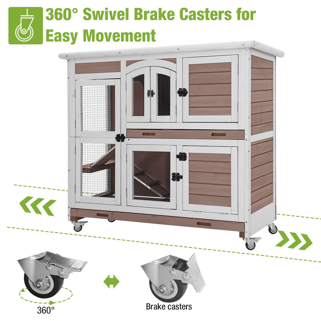 Two-Story Rabbit Hutch with Wheels L371