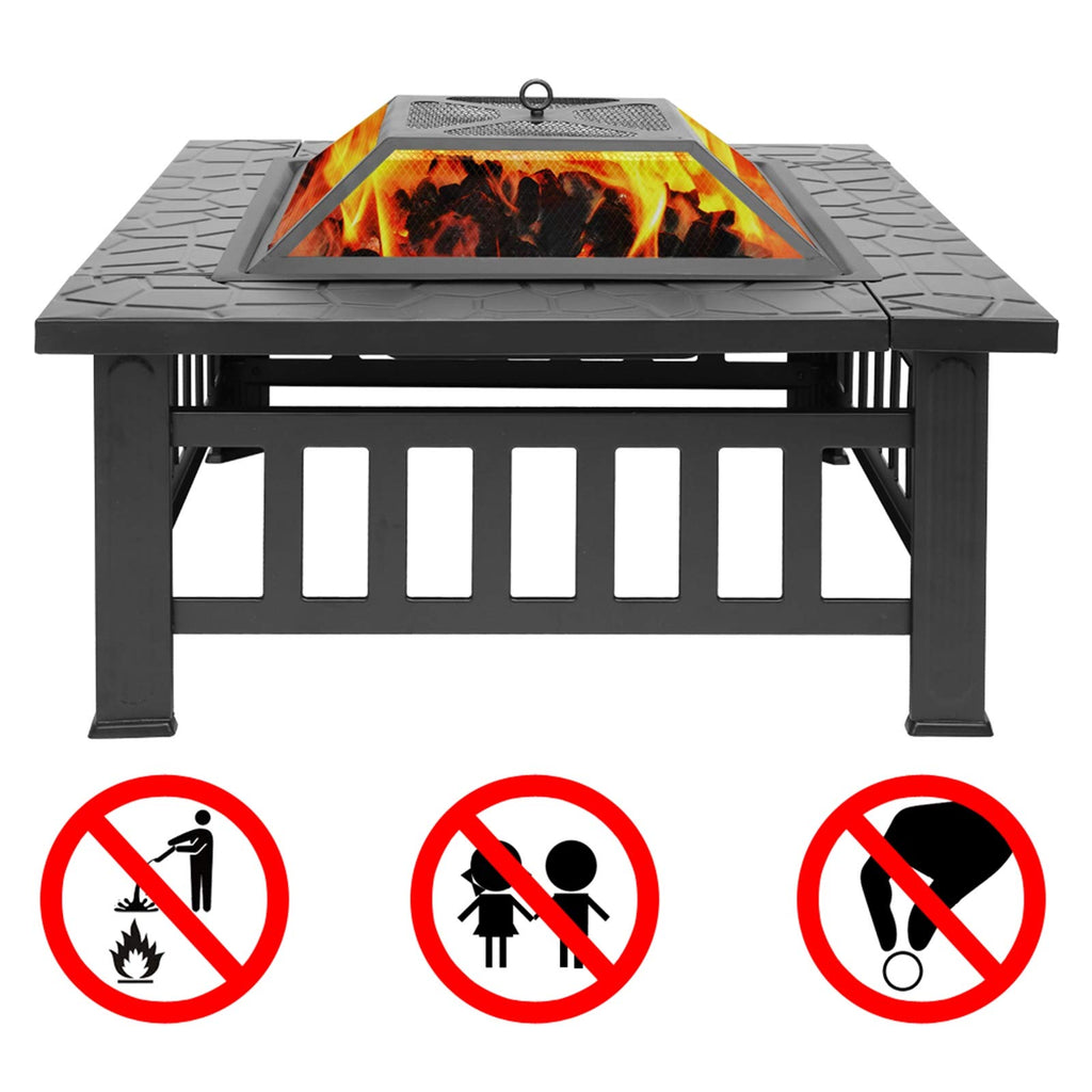 32 Inch Black Metal Wood Burning Fire Pit R2213