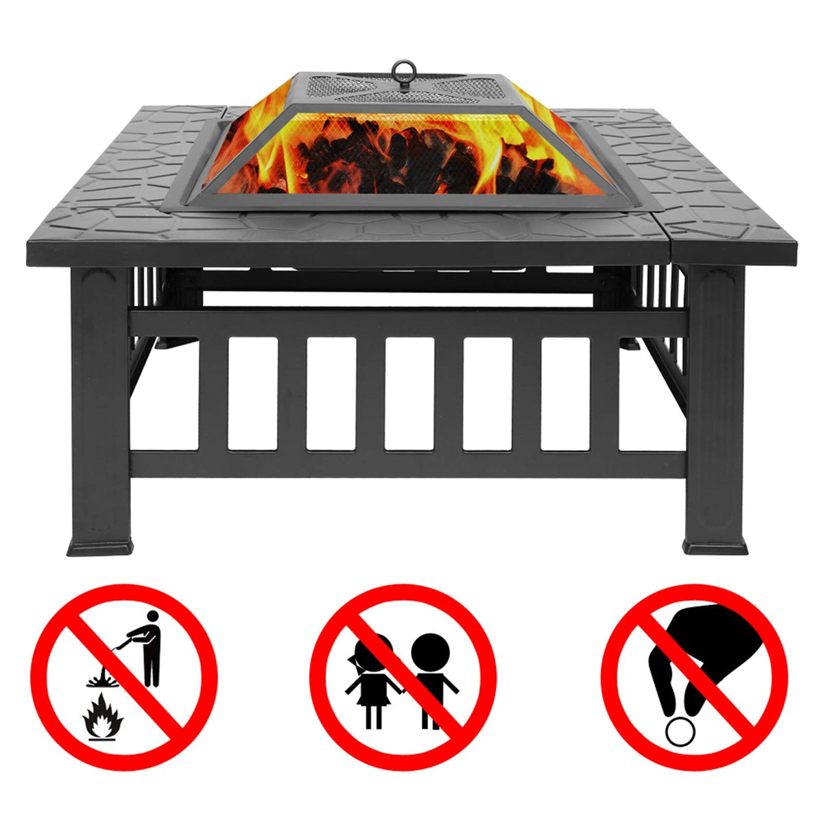 32 Inch Black Metal Wood Burning Fire Pit R2213