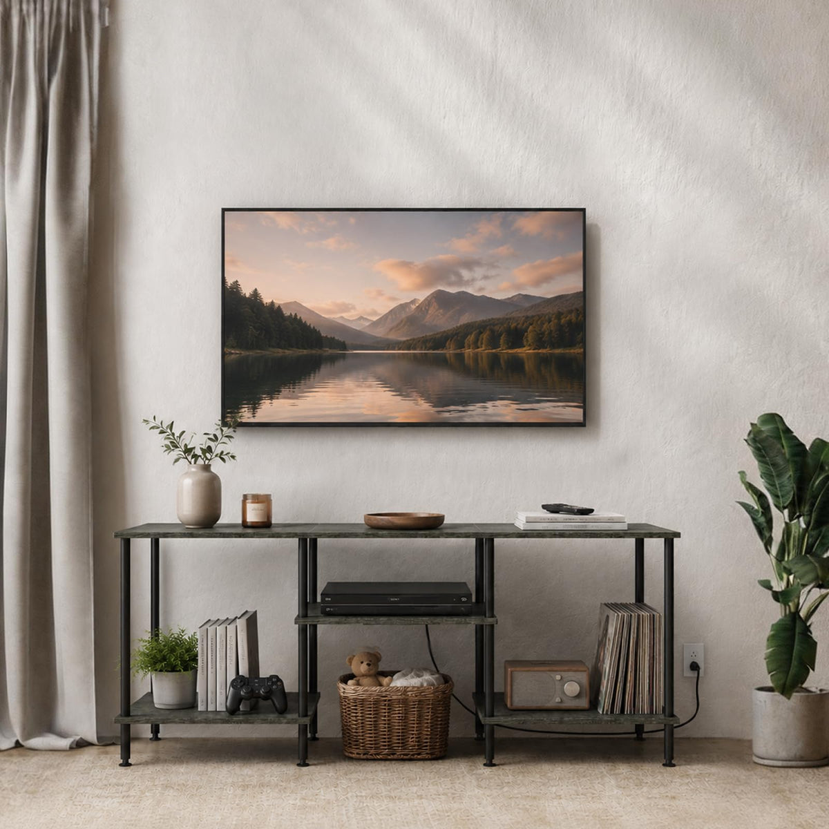 50 Inch Dark Grey TV Stand with Power Outlet C53608