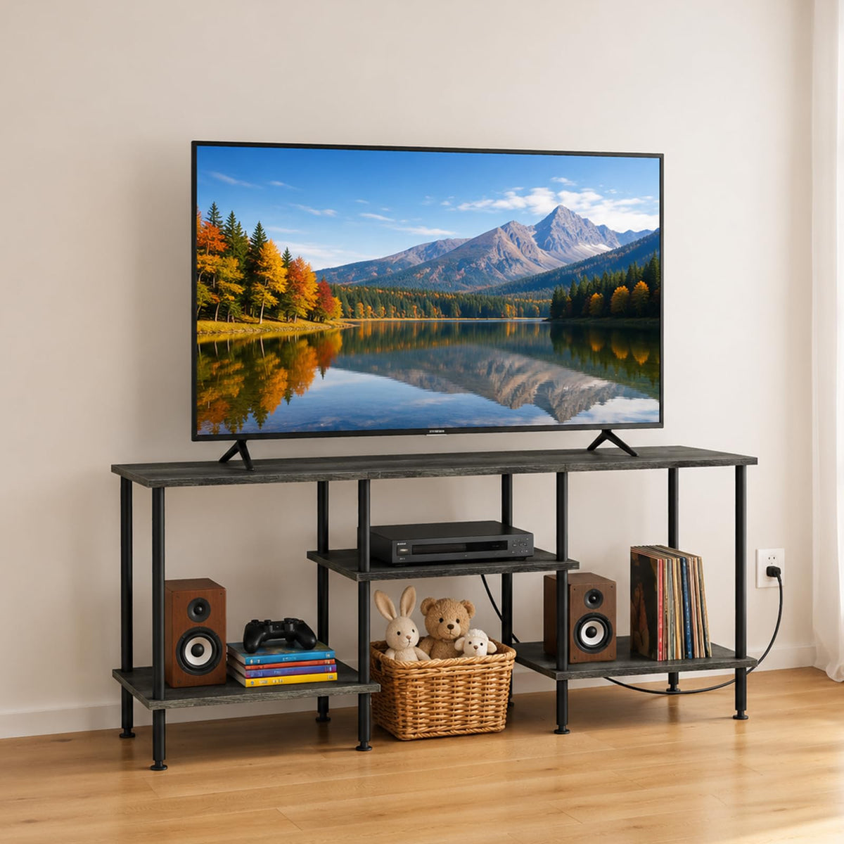 50 Inch Dark Grey TV Stand with Power Outlet C53608